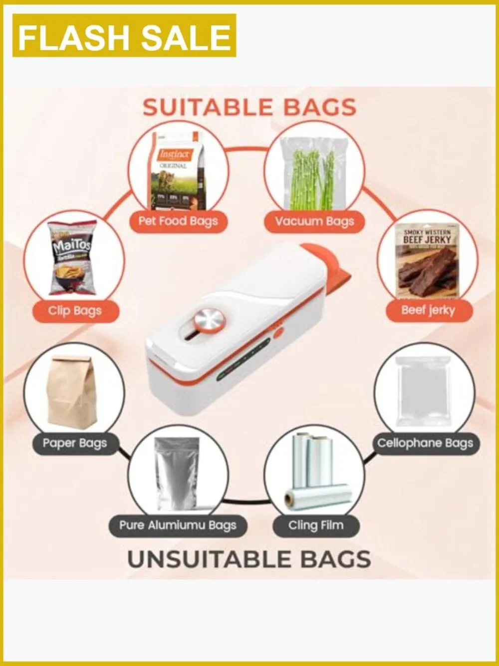 Mini Bag Sealer Rechargeable Portable Heat Sealing Machine Food Storage